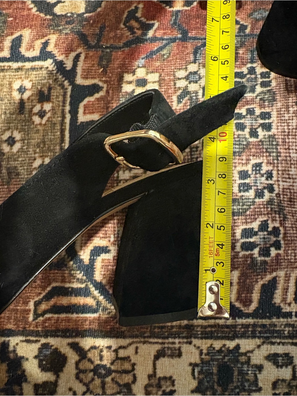 Classic Black Suede Slingback Block Heel Pumps - Picture 5 of 6